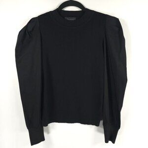 GRACIA Long Puff Sleeve Knit Black Pullover Top Style T31561 Size SMALL